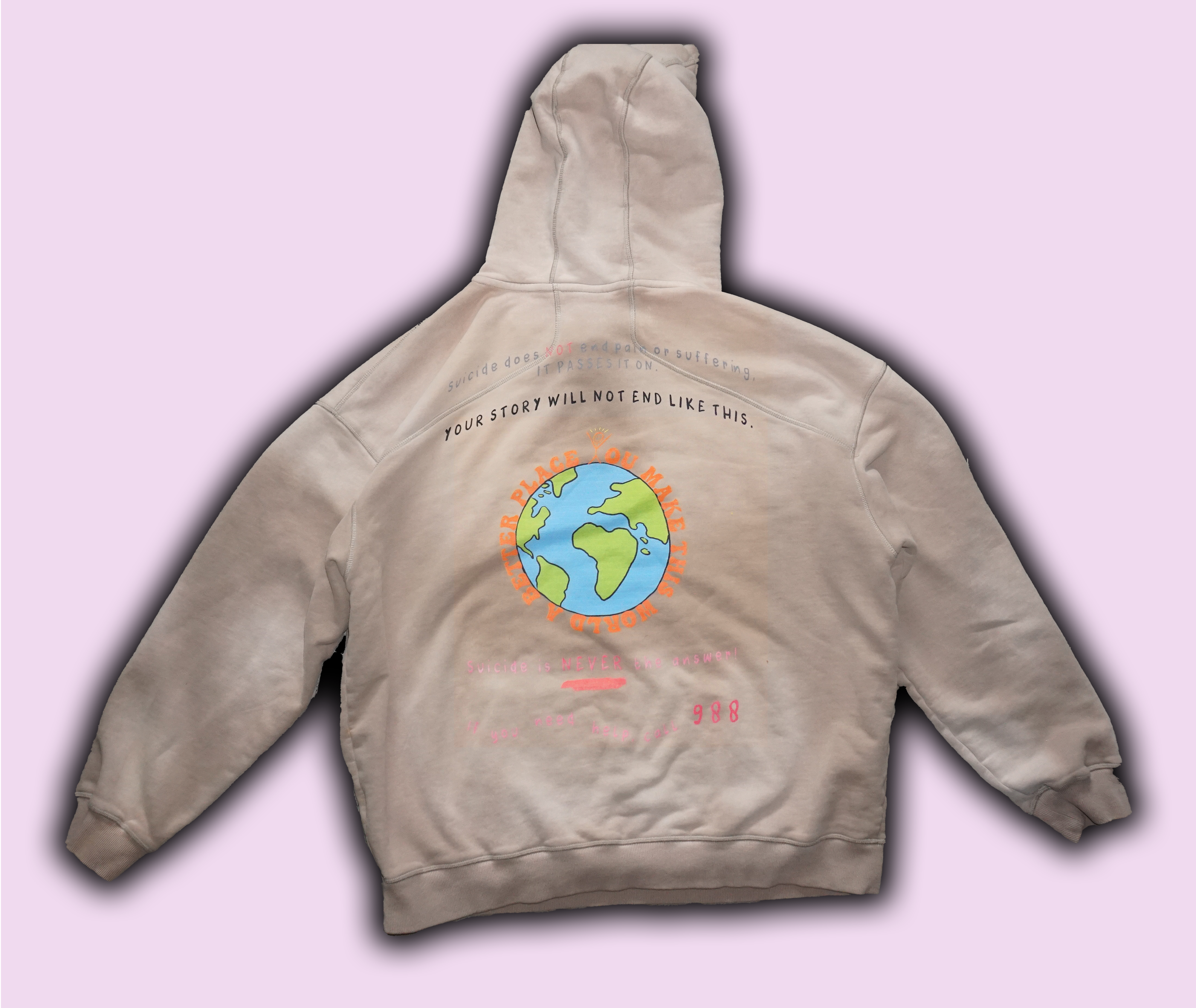 u r nvr alone washed oversized heavyweight hoodie