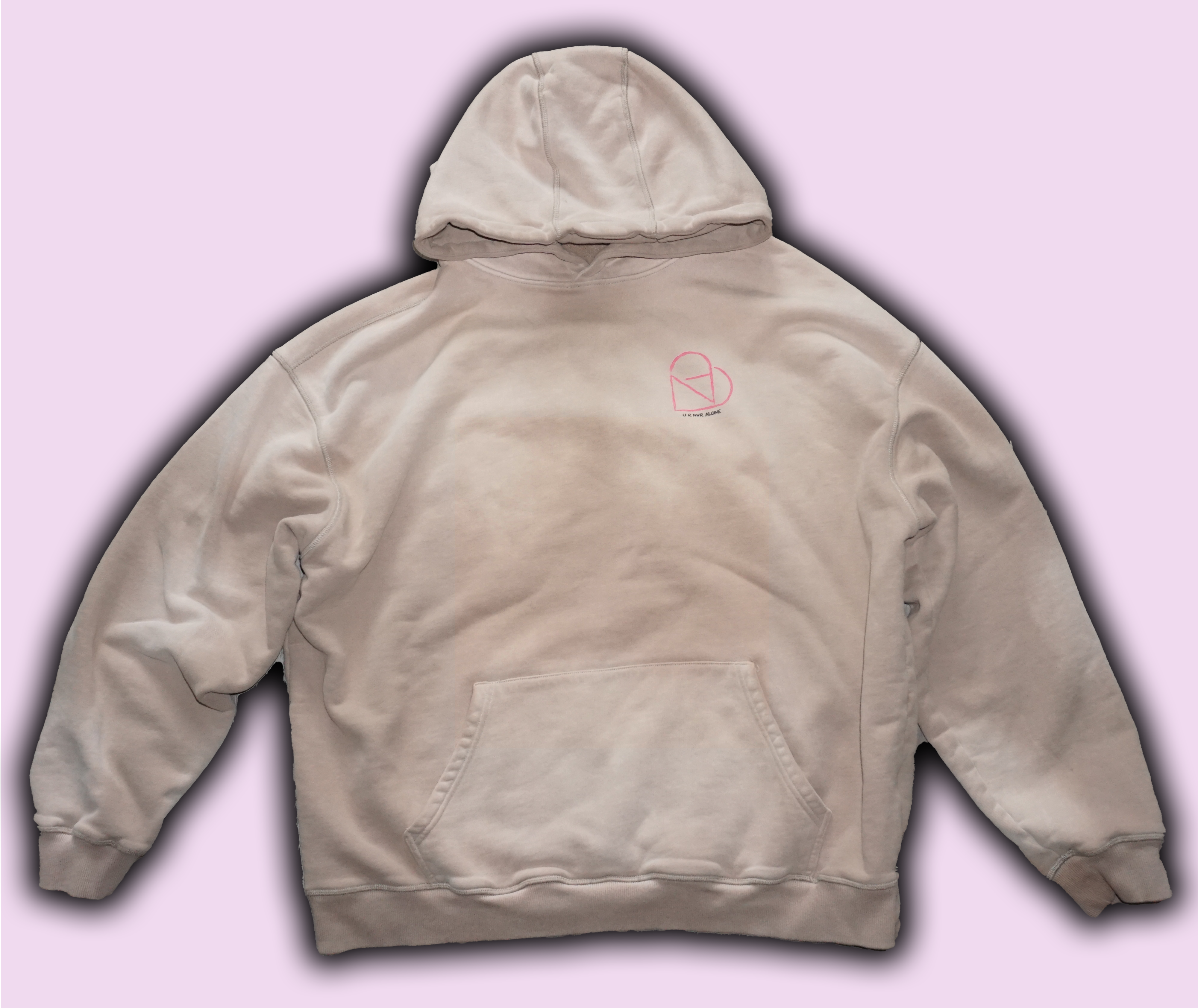 u r nvr alone washed oversized heavyweight hoodie