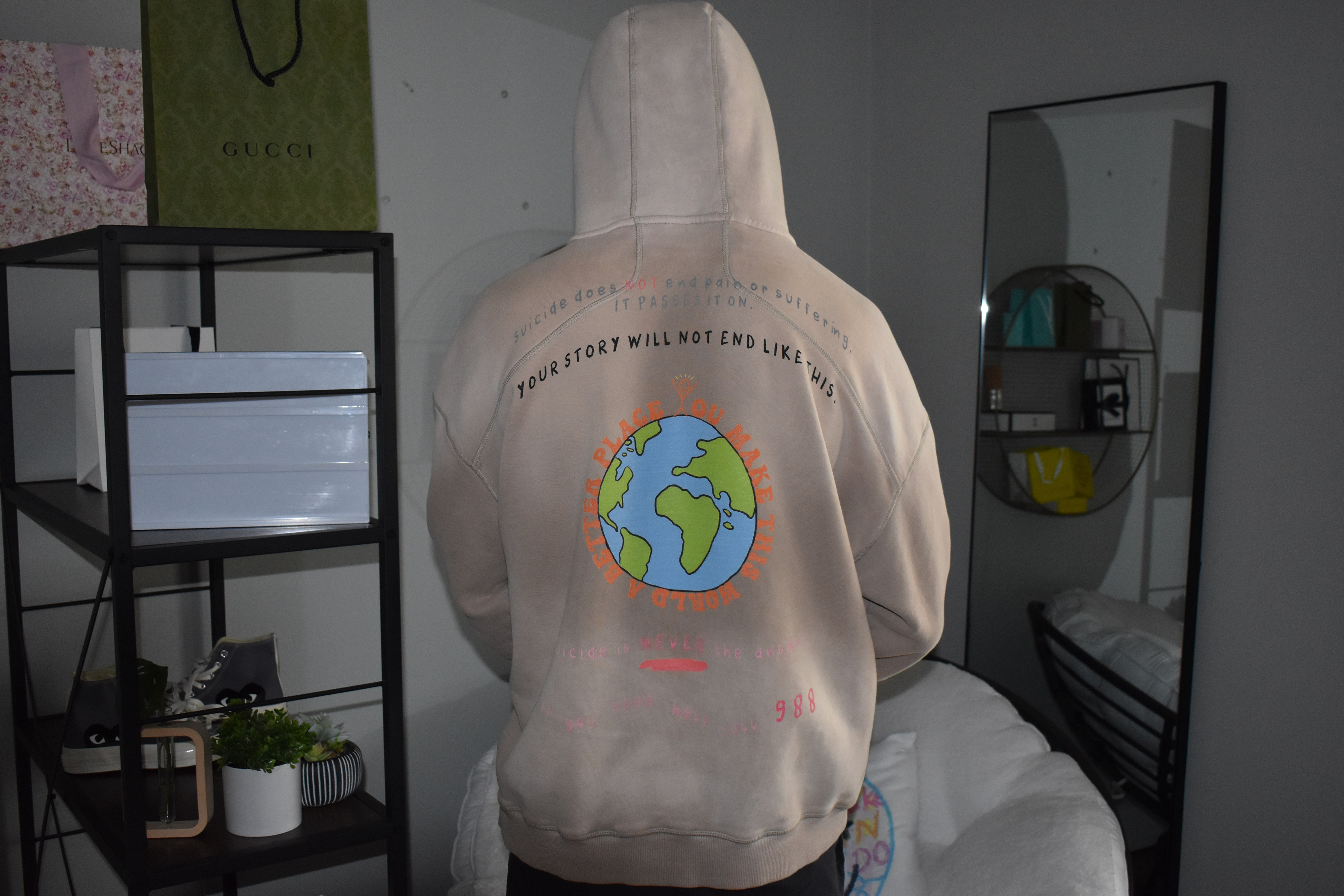 u r nvr alone washed oversized heavyweight hoodie